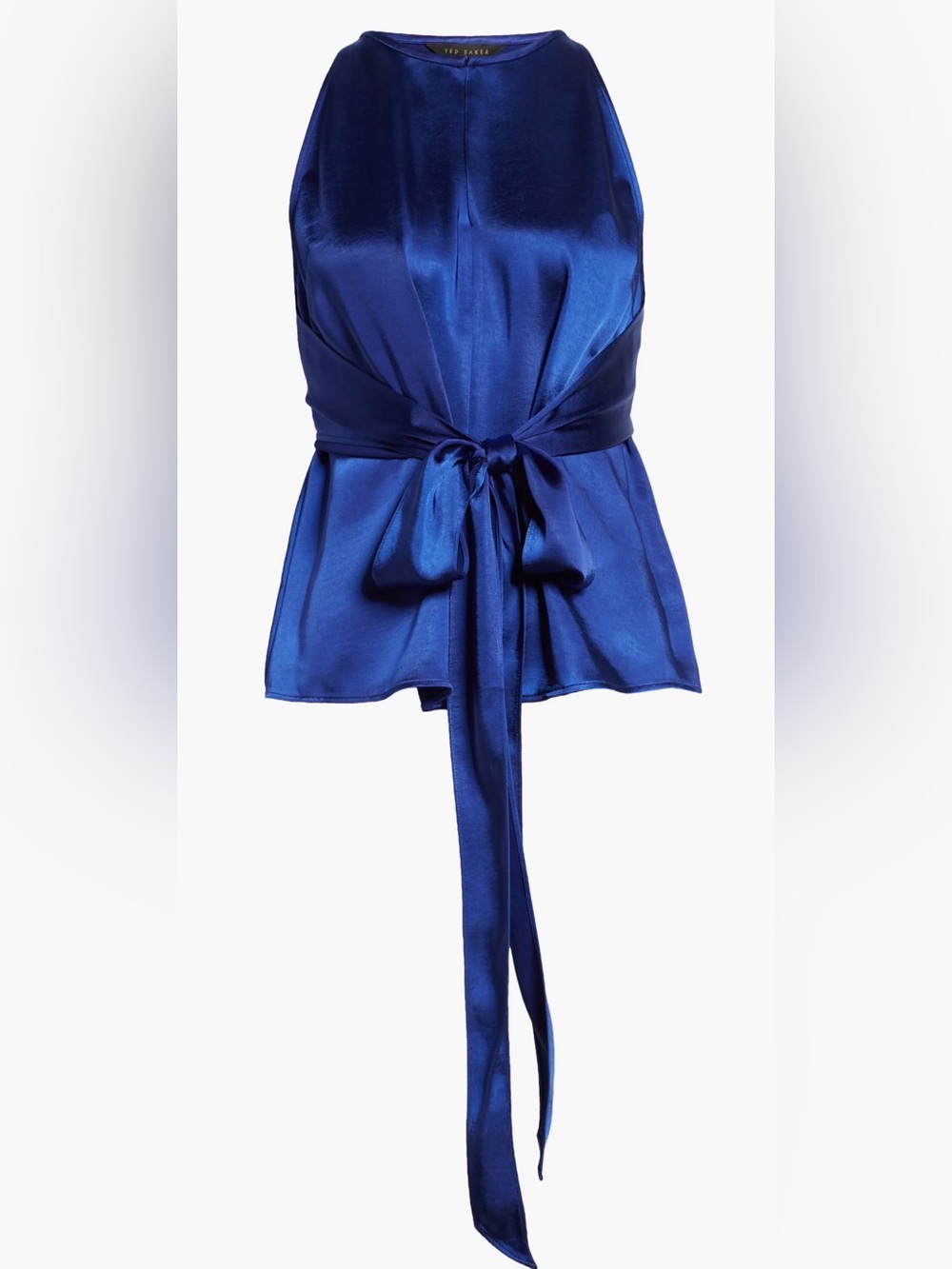 Ted Baker Royal Blue Satin Wrap Blouse Size 3/Medium